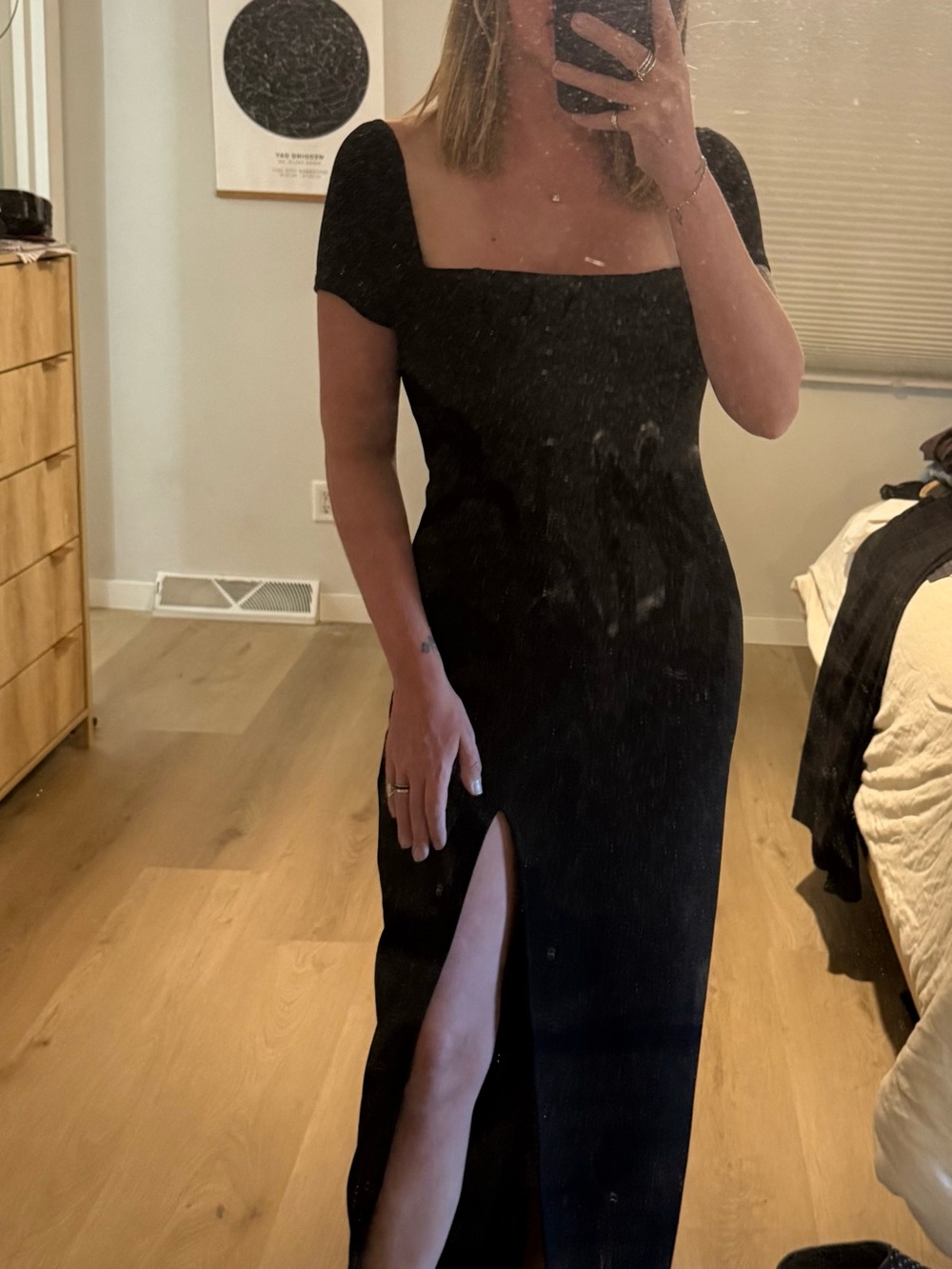 Lulu's Black Maxi Dress with Side Slit - Picture 3 of 3